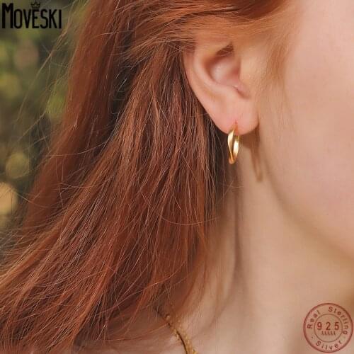 MOVESKI 925 Sterling Silver INS Retro Geometric Circle Earrings Women Exquisite Banquet Gifts Jewelry