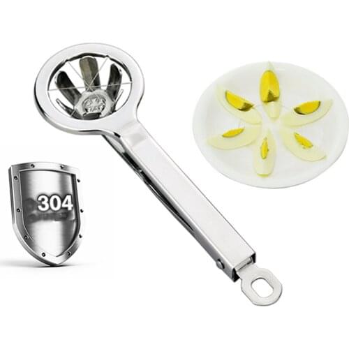 1set Egg Slicer 304 Stainless Steel Eggs Cutter 6 equal sections Pierces Cutting segments Tools Kitchen Gadget Wedge Even cut