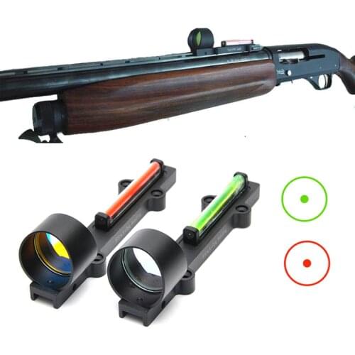 1x28 Red Dot Sight Hunting Light weight Scope Red and Green Fiber Fit Shotguns Rib Rail Hunting Shooting Holographic Sight