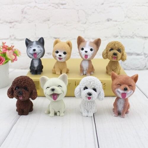 2Pcs Husky Teddy Pomeranian Car Shake Head Dog Jewelry Lovely Nod Decoration Gift Car Interior Decoration Home Room Auto Parts