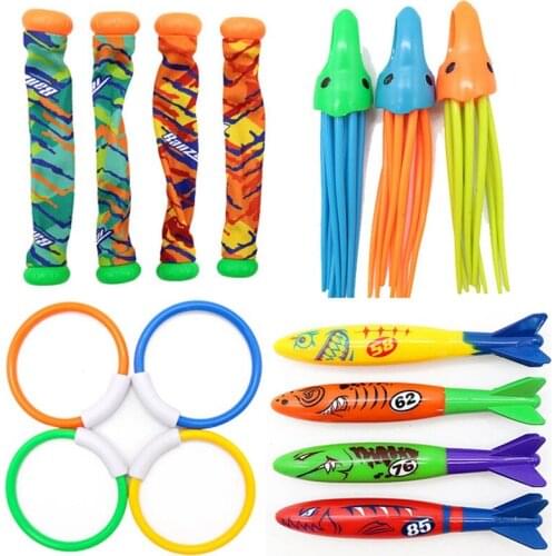 25PCS/Set Diving Toy Swimming Pool Training Playing Toy for Kids Seaweed Jellyfish Simulation Marine Life Throwing Fishes Toys