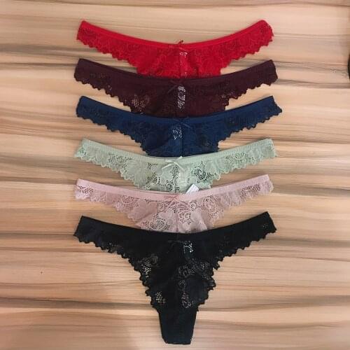 3 Pieces Panties Women Lace Sexy G-String Briefs Lingerie Femme Low Waist Crotch Woman Thong T-Back Female Underwear Girls