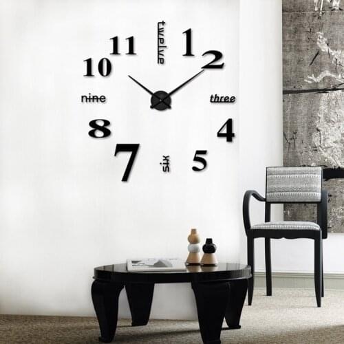 3D Acrylic Mirror Surface Roman Numerals Wall Clock Stickers Home DIY Decor