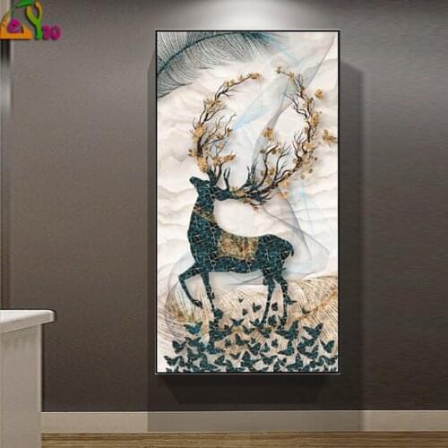 5D DIY Diamond Painting Sika Deer Full Square/Round Elk Porch Vertical Living Room Corridor Diamond Embroidery Mosaic Home Decor