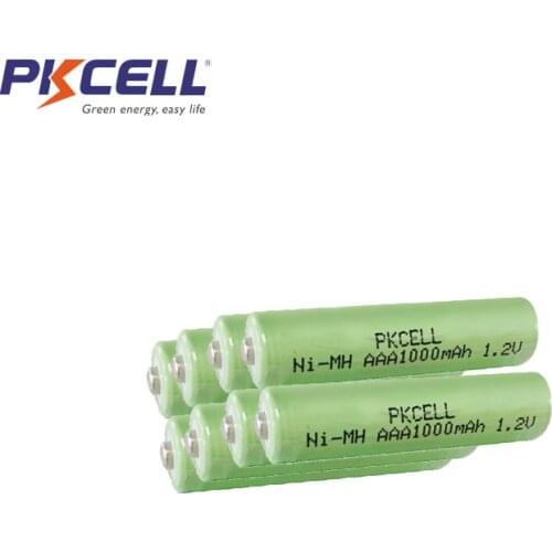 8pcs/lot PKCELL NIMH AAA Rechargeable Battery 1000mAh 1.2V NI-MH 3A Batteries Button Top