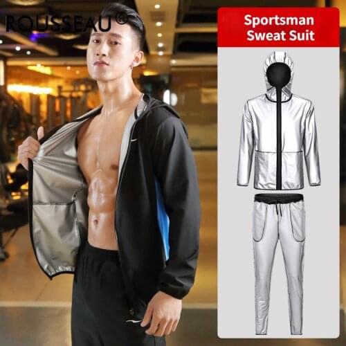 Brand Zipper Hoodies Gym Sauna Suit For Men Weight Loss Slimming Trainning Fitness Sweat Suit Male Sweating Workout Set M-4XL