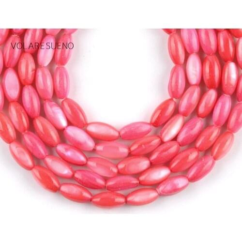 Natural Stone 5*10mm Rice Shell Beads Red Shape Beads For Jewelry Making Spacer Loose Beads Diy Bracelet Jewellery 15inches