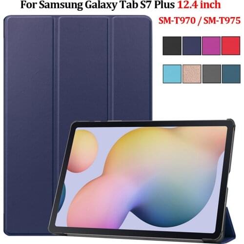 For Galaxy Tab S7 Plus Case SM T970 T975 T976 Fold Leather Stand Tablet Shell Funda For Samsung Galaxy Tab S7 Plus Case 12.4inch