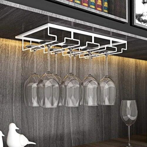 Wine Glass Holder Kitchen Bar Storage Glass Goblet Hanging Iron Bar Wine Storage 3/4/5 Slot Solid Hanging Basket Tool