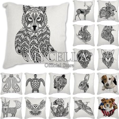 Home Decorative Pillows Covers Dog stalking frog chameleon Pillow Cases Square Sofa Throw Pillowcases Cushion Covers 45*45cm