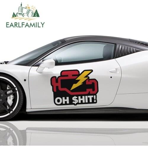 EARLFAMILY 43cm x 32.3cm Car Body Sticker FOR CHECK ENGINE LIGHT Decal JDM Funny Rear Windshield Car Stickers Vinyl Graphics