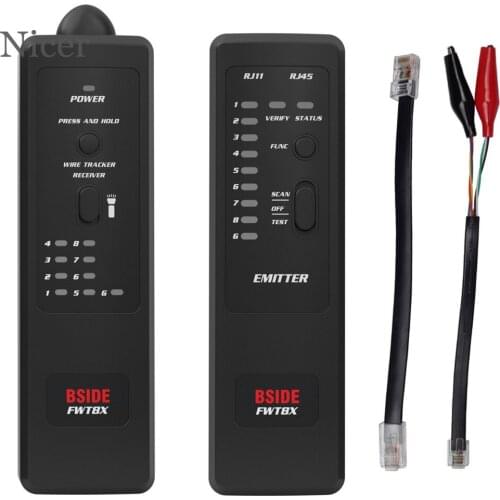 FWT8X Network Cable Tester Cable Tracking Detector RJ45 RJ11 Telephone Wiring Engineering Network Cable Tester Telecom Tool Kit