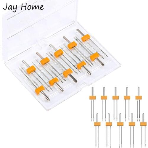 10 Sizes Mixed Double Twin Needles with Plastic Box for Home Sewing Machine Multifunctional Sewing Machine Twin Stretch Needles