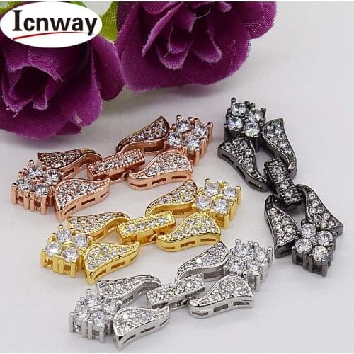 Rhinestone inlay Gold&silver Plated Clasps 1*3cm For DIY bracelet necklace Free shipping wholesale