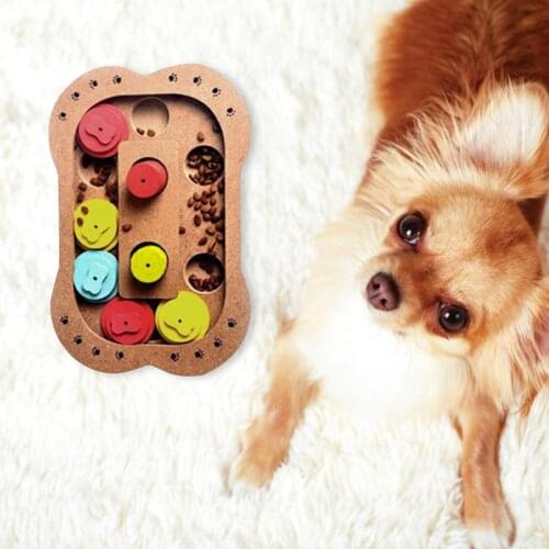 Interactive Pets Toys Wooden Food Treated Bone Paw Prints Educational Feeding Dispenser Funny Puzzle Game For Dogs Cats Supplies