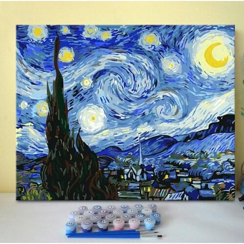 The famous artist Van Goghs oil painting starry sky apricot harvest wheat field white rose sunflower wall decorative painting