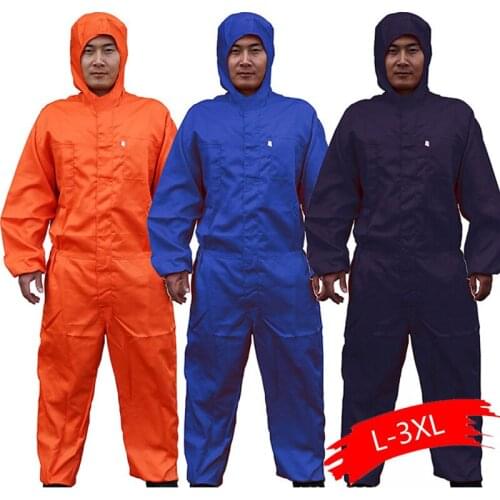 Orange Blue Hooded Zipper Jumpsuit Fitted Waist Long Sleeve Auto Repair Service 2021 New Work Uniform Spring Long-sleeved Suit