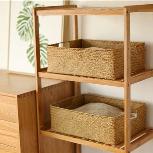 Organizing Handle Woven Storage Basket Rattan Basket for Drawer Closet Organzier Sundries Cosmetic Snacks Storag Organizer Box