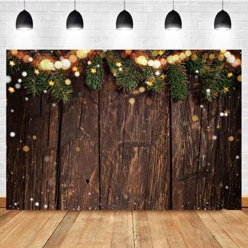 Laeacco Christmas Wooden Board Stars Light Bokeh Photo Photography Background Photographic Photography Backdrop For Photo Studi