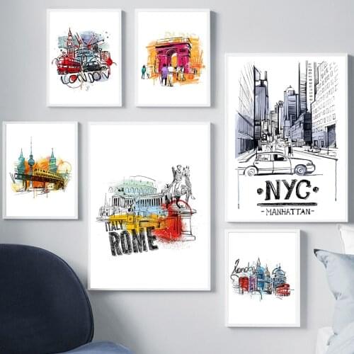 London Manhattan Arc de Triomphe Rome Wall Art Canvas Painting Nordic Posters And Prints Wall Pictures For Living Room Decor