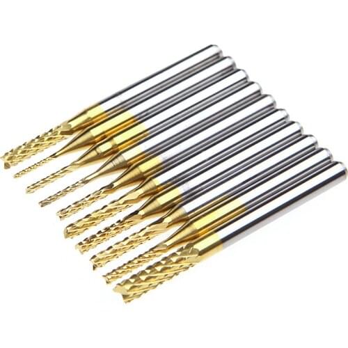 10Pcs 1/8'' 0.8-3.175mm PCB Drill Bit Engraving Cutter Rotary CNC End Mill Set LX0D