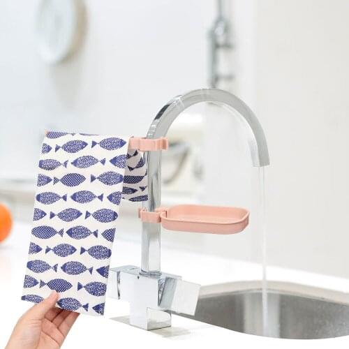 NICEYARD Sink Drain Basket Kitchen Bathroom Sink Faucet Drain Rack Soap Box Pool Storage Rack Adjustable Sponge Rags Drain Rack