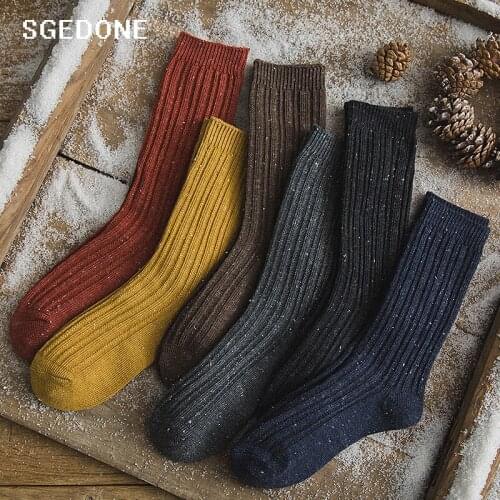 SGEDONE 1 pair High Quality Winter Women Socks Warm Christmas Mid-calf Snowflake Socks Comfortable Gift Solid Female Funny Soxs