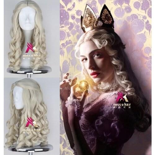 NEW Alice in Wonderland White Queen Cosplay Wig Blonde Wavy Long Braid Styled Synthetic Hair Heat Resistance Fiber +wig cap