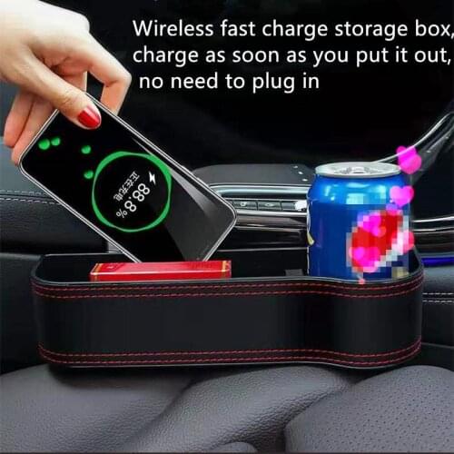 The New built-in mobile phone wireless fast charging universal Auto Car Seat Crevice PU Leather Storage