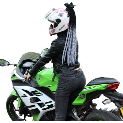 Punk Style Motorcycle Gradient Ramp Helmet Braids Twist Braid Horn Motocross Motorbike Full Face Off Road Moto Decoration