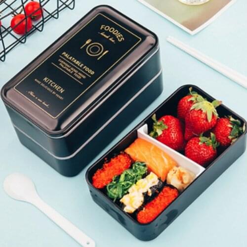 Portable 1200ml Lunch Box Double-layer Salad Bento Box Eco-friendly Food Container Leakproof Microwavable With Compartments