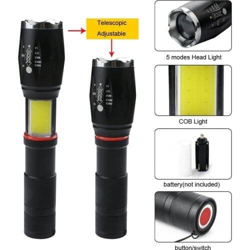 Mini Portable T6 LED Telescopic Flashlight Torch Waterproof Hand battery Light Hunting Lanterna lamp 5 Modes For Camping Hiking