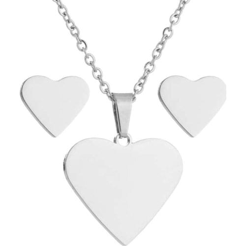 Simple heart set necklaces for women couple necklace jewelry on the neck stainless steel gold necklace pendant woman accessories