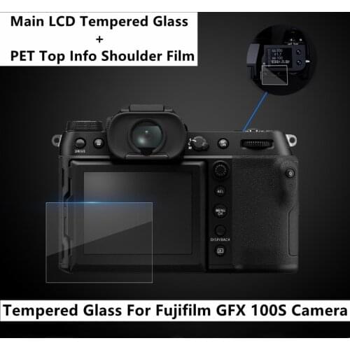 Fuji GFX100S Camera Main Screen Tempered Glass Hardness + PET Info Film Screen Protector for Fujifilm GFX 100S Camera