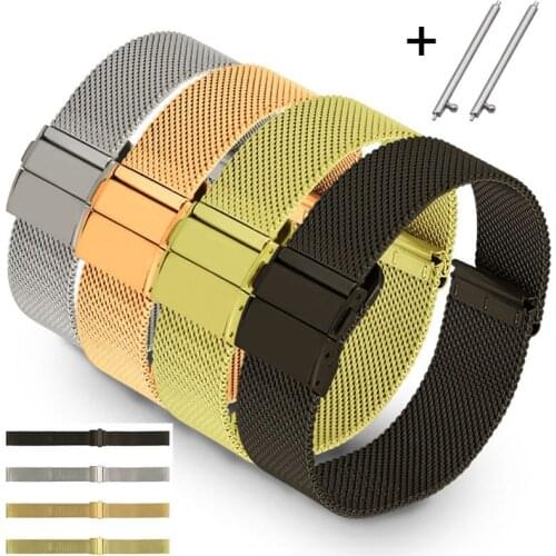 16mm 18mm 20mm 22mm Mesh Stainless Steel Watch Band Straight End Milanese Watch Strap Bracelet Quick Release Wristband
