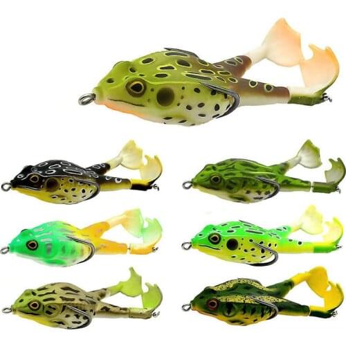 Silicone Wobblers Frog Fishing Lures Softbait Double Propeller Jigging Frog Lure Jig Artificial Bait Topwater Soft Fish Lure