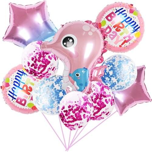 1 Set of Helium Balloons Octopus Seahorse Baby Shower Birthday Party Decoration Childrens Toys Air Ball Gift Boy Girl Balloon
