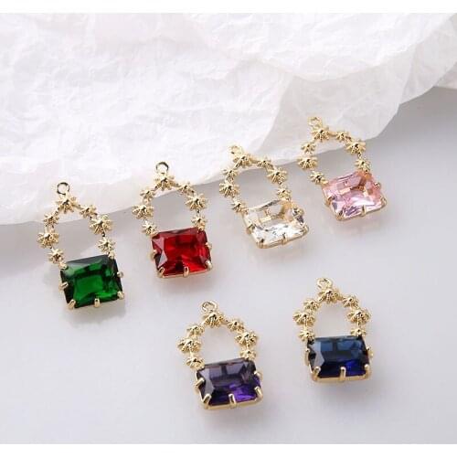 High Quality Zircon Crystal Rhinestone Alloy Handbag Charms 20pcs 17*29mm Women Bags Shape Gold Tone Metal Necklace Pendants