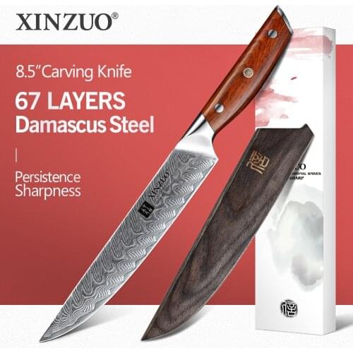 XINZUO 8.5 ''inches Slicing Knife VG10 Damascus Steel Kitchen Knives Steel Professional Kitchen Knives Cooking Slicing Tools