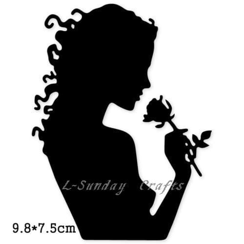 Lady holding flower Metal Cutting Dies Stencil Scrapbooking Paper Card Craft DIY scrapbooking tools