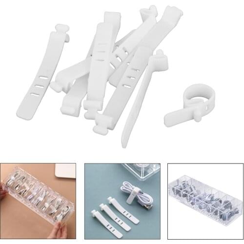 10 Pack Reusable Cable Ties 3 Holes White Holder for Data Cable Office