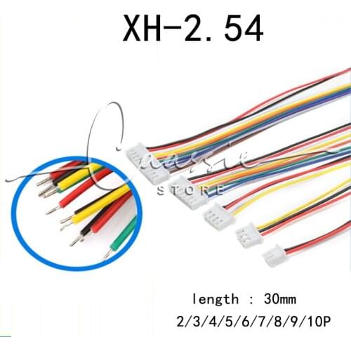 100/50/20pcs/lot 26AWG JST XH2.54 2/3/4/5/6/7/8/9/10 Pin XH-2.54 Pitch 2.54mm Connector Plug With Wire Cable 30cm Length