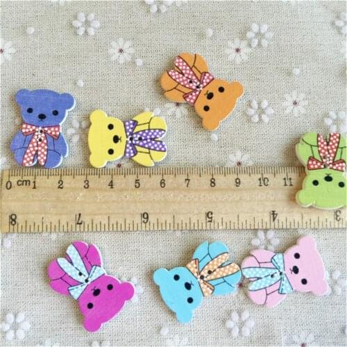 1000pcs 35x26mm DIY Cartoon Decorative Wooden Buttons Bear Shape Sewing Crafts Garment accessories button