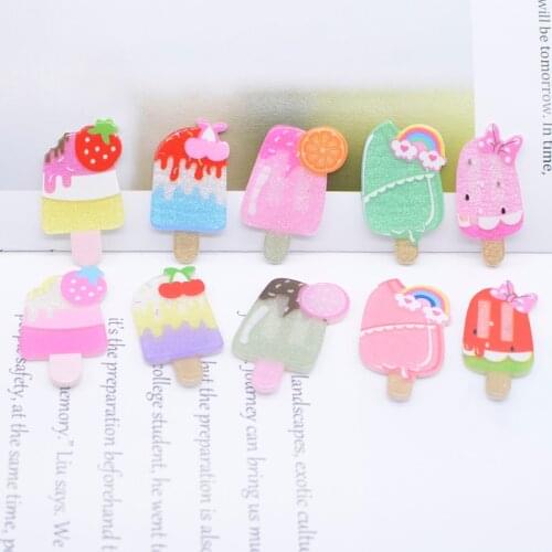 20Pcs/lots Mini 20*34mm Sweet Ice Cream Gather Rainbow Home Decoration Baby Hairpin DIY Crafts Refrigerator Accessories