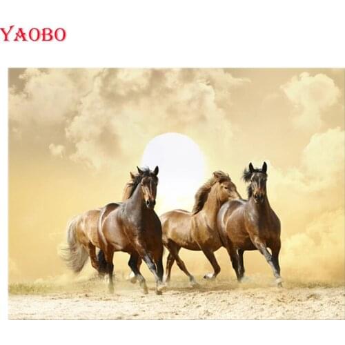 Full Square/Round Drill 5D DIY Diamond Painting Horse sunset landscape Embroidery Cross Stitch Crystal Art 5D Home Decor Gift