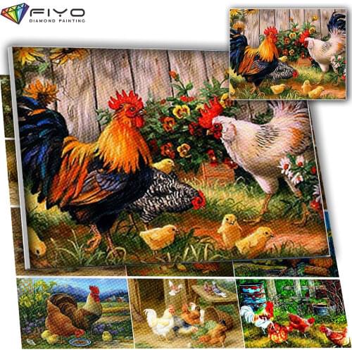 Diamond Painting 5D DIY Animal Chicken Family Full Square/Round Diamond Mosaic Embroidery Cross Stitch Kits Home Decor Cuadros