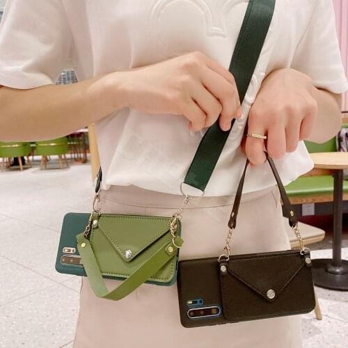 Necklace Rope Cover For Huawei P Smart Plus Z 2021 Y8P Y7P Y6P Y5P 2020 Y9 2018 Y7 2017 Pro Prime 2019 Case Card Slot Wallet Bag