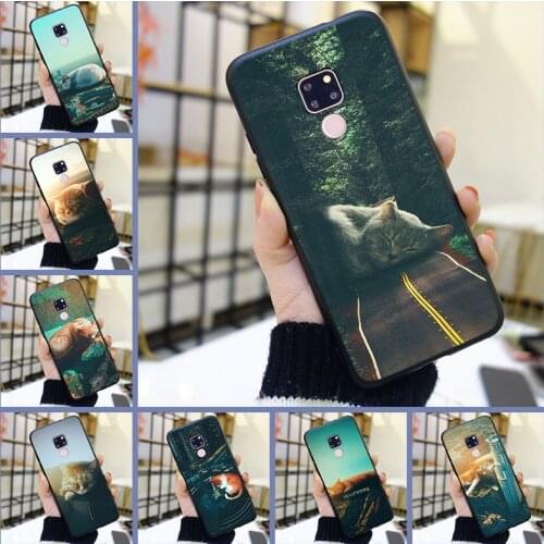 City Cat Funny Cute Kawaii Phone Case For Huawei Mate 7 8 9 10 20 Lite Soft Silicone Back Cover For Huawei Mate 9 10 20 Pro Case