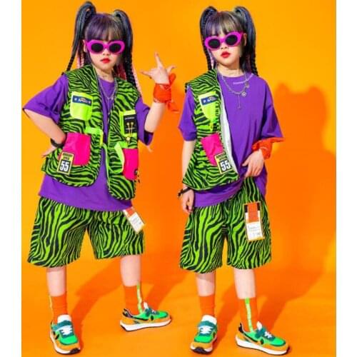 Kid Concert Hip Hop Clothing Sleeveless Jacket Vest Sweatshirt Top Streetwear Summer Shorts for Girls Boys Dance Costume Clothes