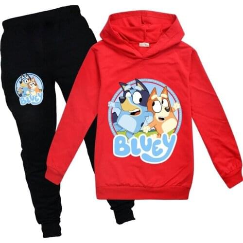 Blueye 2-16Y Fashion Lovely Anime Hoodie Pants 2pcs Set Kids Cartoon Printed Sportsuit Baby Boys Clothing Toddler Girl Outfits